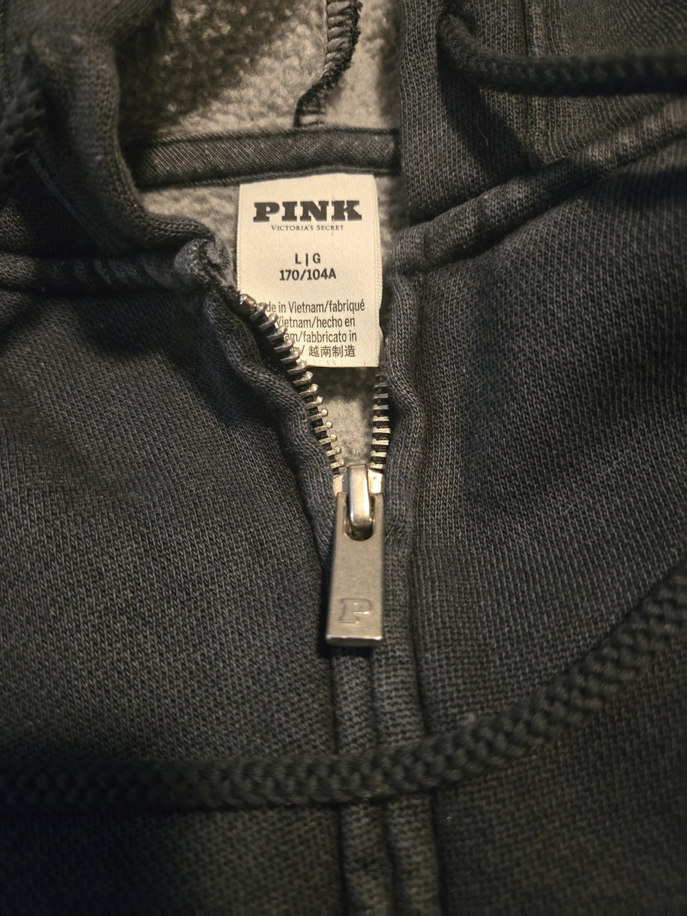PINK Victoria's Secret Acid Black Sweatpants, Campus Tee & Hoodie with Pink Logo - Picture 4 of 10